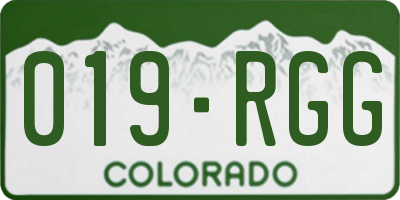 CO license plate 019RGG