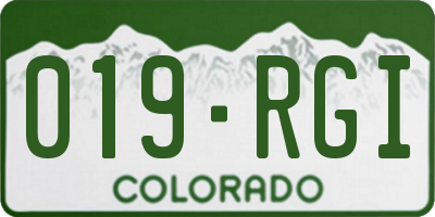 CO license plate 019RGI