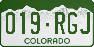 CO license plate 019RGJ