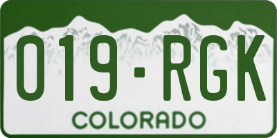 CO license plate 019RGK