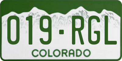 CO license plate 019RGL