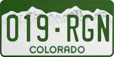CO license plate 019RGN