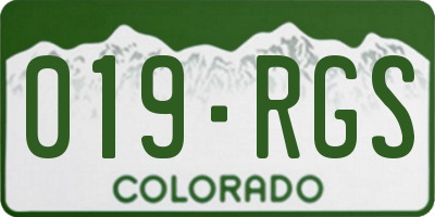 CO license plate 019RGS