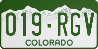 CO license plate 019RGV