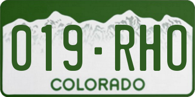 CO license plate 019RHO