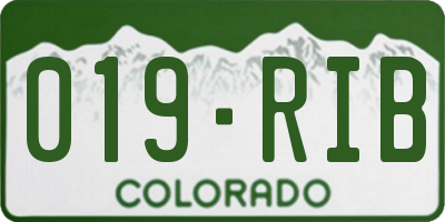 CO license plate 019RIB