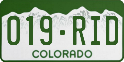 CO license plate 019RID