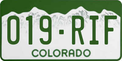 CO license plate 019RIF