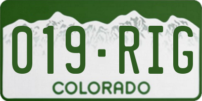 CO license plate 019RIG