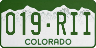 CO license plate 019RII