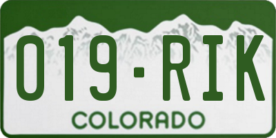 CO license plate 019RIK