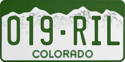 CO license plate 019RIL