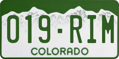 CO license plate 019RIM