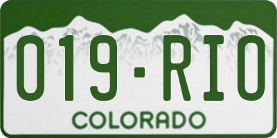 CO license plate 019RIO