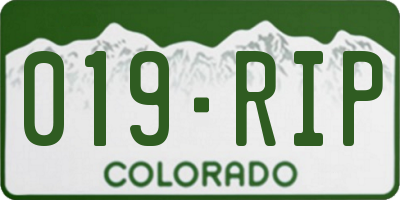 CO license plate 019RIP