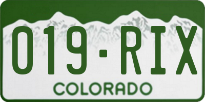 CO license plate 019RIX