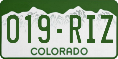 CO license plate 019RIZ