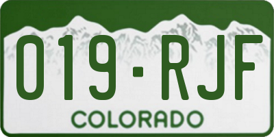 CO license plate 019RJF