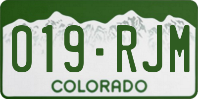 CO license plate 019RJM