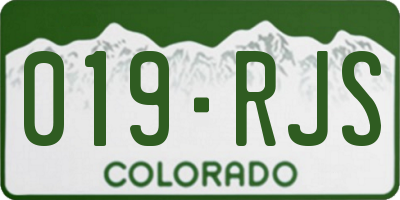 CO license plate 019RJS