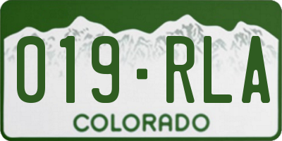 CO license plate 019RLA