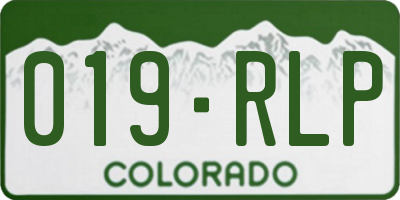 CO license plate 019RLP