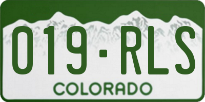 CO license plate 019RLS