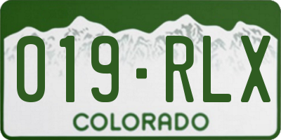 CO license plate 019RLX