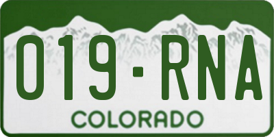 CO license plate 019RNA