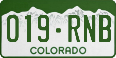 CO license plate 019RNB