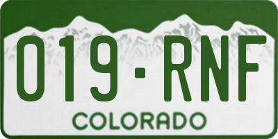 CO license plate 019RNF