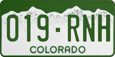 CO license plate 019RNH