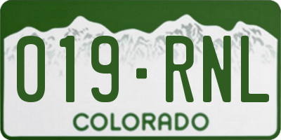 CO license plate 019RNL