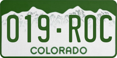 CO license plate 019ROC