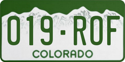 CO license plate 019ROF