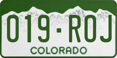 CO license plate 019ROJ