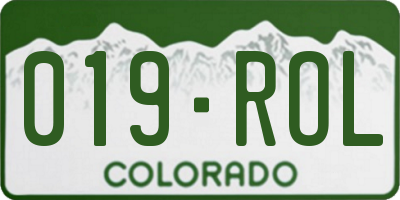 CO license plate 019ROL
