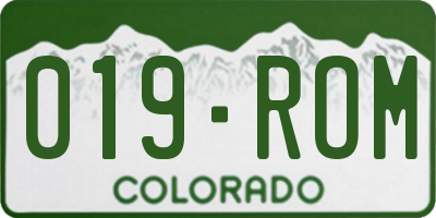 CO license plate 019ROM