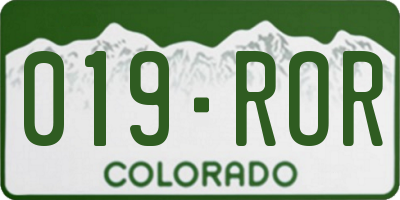 CO license plate 019ROR