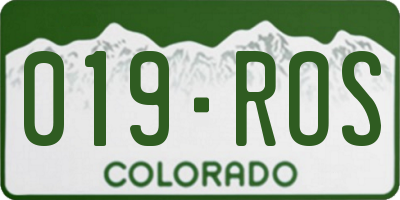 CO license plate 019ROS