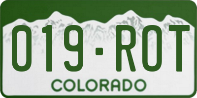 CO license plate 019ROT