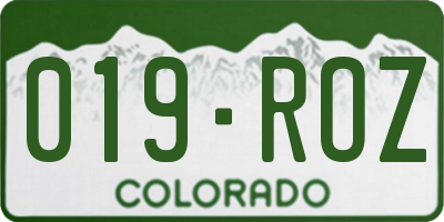 CO license plate 019ROZ