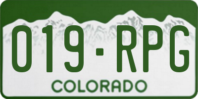 CO license plate 019RPG