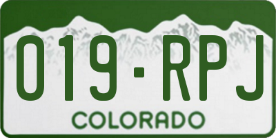 CO license plate 019RPJ