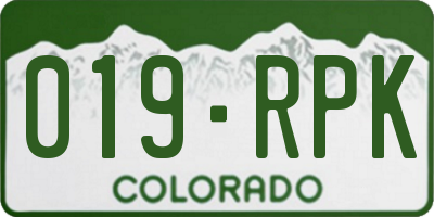 CO license plate 019RPK