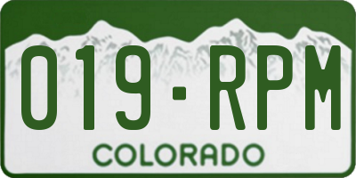 CO license plate 019RPM
