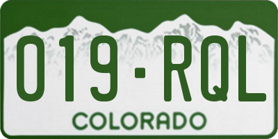 CO license plate 019RQL