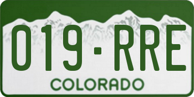 CO license plate 019RRE