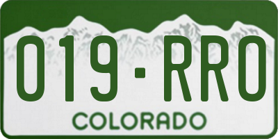 CO license plate 019RRO