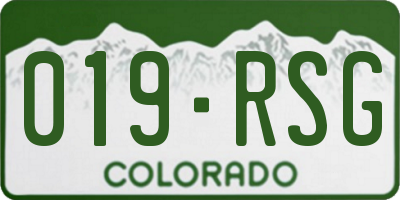 CO license plate 019RSG